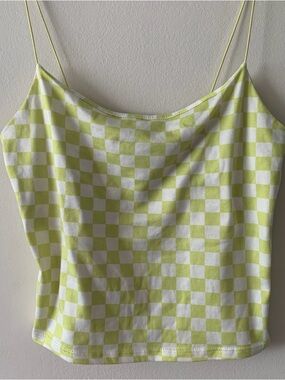 gaze Lime and White Checkered Spaghetti Strap Cami